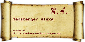 Mansberger Alexa névjegykártya